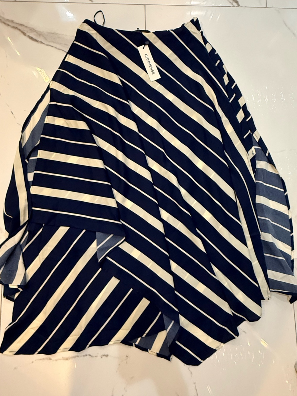 Commense Navy and White Asymmetrical Stripe Maxi Skirt NWT Small - Picture 3 of 5